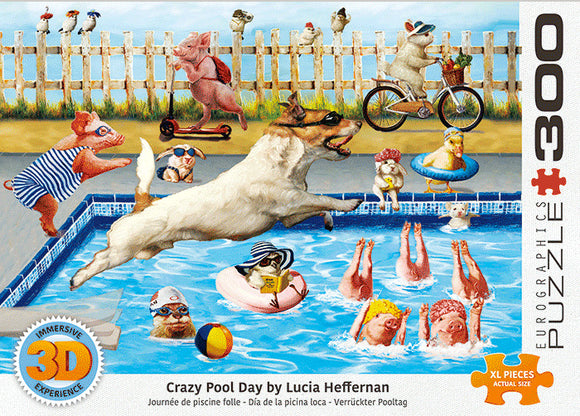 Crazy Pool Day by Lucia Hefferman Lenticular XL 300-Piece Puzzle