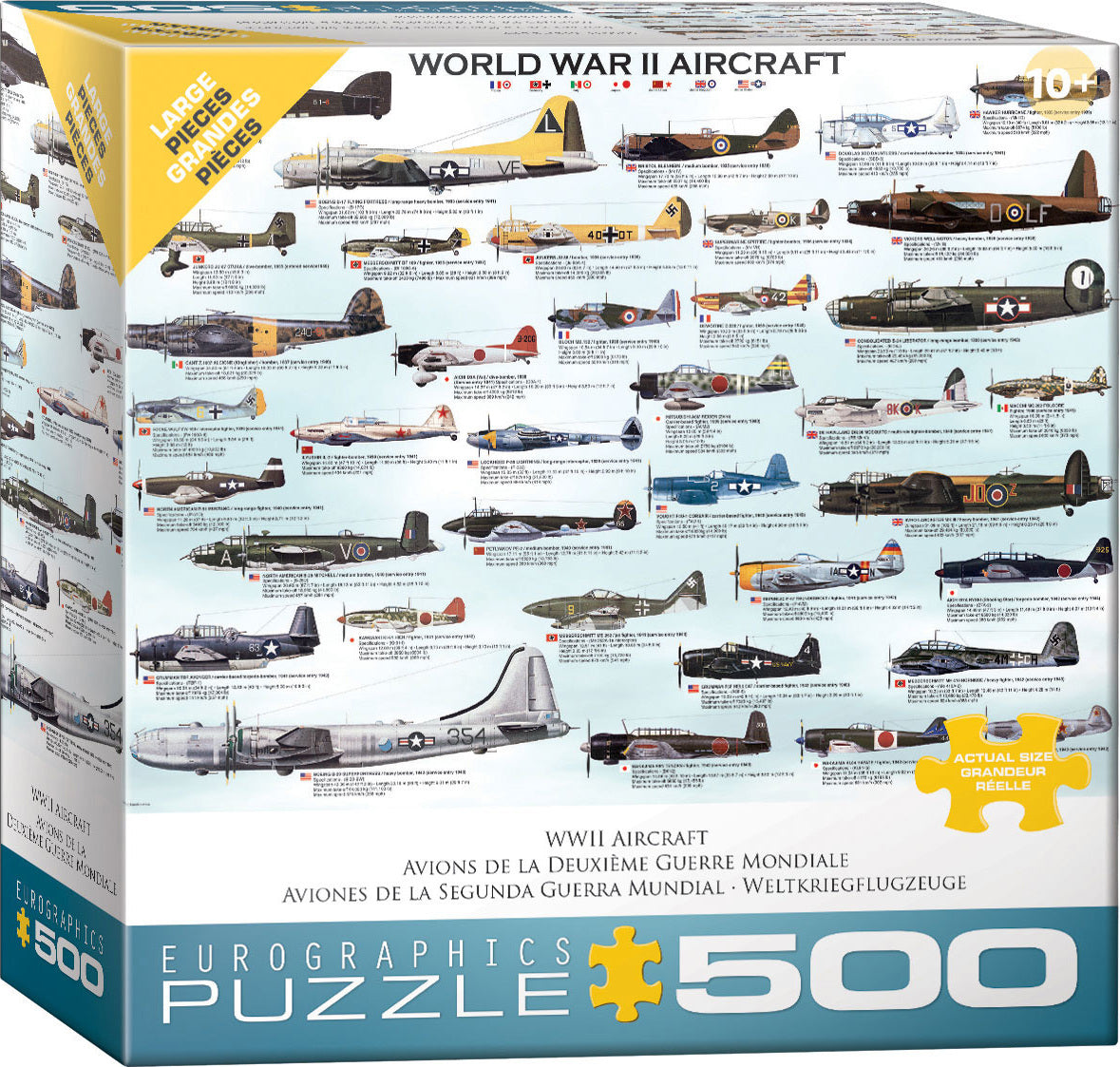 WWII Aircraft 500-Piece Puzzle (Small box) 