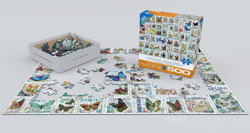Butterflies Vintage Stamps 500-Piece Puzzle