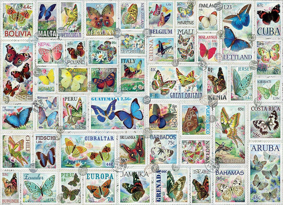 Butterflies Vintage Stamps 500-Piece Puzzle