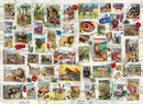 A vibrant jigsaw puzzle featuring a collection of vintage wildlife stamps from around the world. The stamps showcase various animals including lions, elephants, zebras, and more, each with unique colorful artwork and intricate designs. This puzzle combines artistic elements and nature themes, making it a perfect choice for wildlife lovers and puzzle enthusiasts alike.