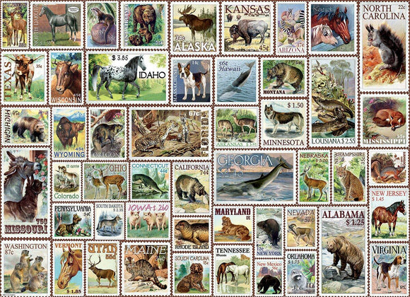 Animals of North Vintage Stamps 500-Piece Puzzle