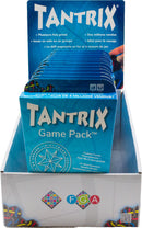 Tantrix Discovery Mini Pocket game pack displayed in a colorful box, featuring blue and vibrant design highlighting its award-winning gameplay. The product showcases easy-to-read instructions for solo or group play, indicating ages 8 and up. Ideal for travel, each game pack is compact and portable for endless family entertainment.