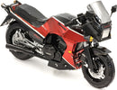 The ICONX Kawasaki GPz900R by Fascinations is a detailed DIY model kit of a classic motorcycle. It features intricate design elements, showcasing the iconic shape and color scheme of the GPz900R, constructed from high-quality metal parts.