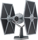 A detailed DIY model kit of the iconic TIE Fighter from Star Wars, featuring a spherical cockpit, large hexagonal wings, and a sturdy display stand. The gray and black design showcases intricate details, perfect for Star Wars enthusiasts and model builders.