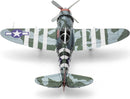A detailed Metal Earth DIY kit of the P-47 Thunderbolt airplane model. The model features intricate design elements, camouflage colors, and a propeller. Ideal for enthusiasts of scale models and aircraft history.