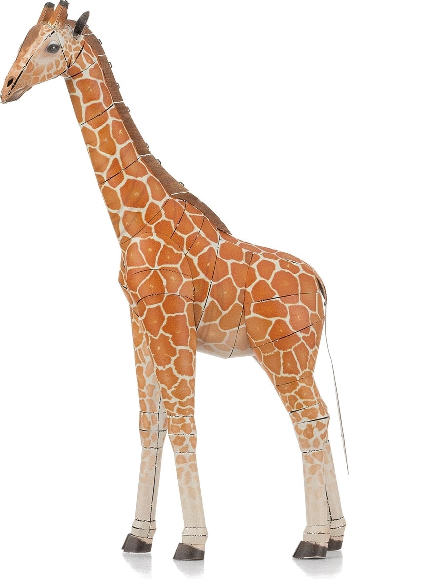 A detailed Metal Earth Giraffe DIY model kit from Fascinations. The intricately designed giraffe features a realistic pattern and an impressive height, showcasing its elegant neck and distinctive spots.