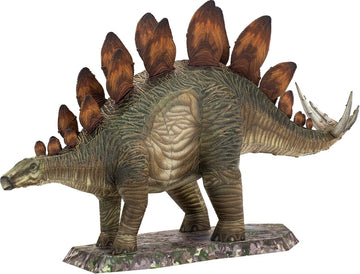 A detailed 3D model kit of a Stegosaurus made from metal sheets, featuring intricate designs and realistic textures. The model showcases the iconic plates along its back and a stable base, perfect for display or as a DIY project.