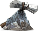 A detailed metal model of Stormbreaker, inspired by the Marvel Universe, featuring intricate designs and a rocky base. The model showcases metallic textures and realistic coloring, emphasizing its craftsmanship and unique design.