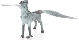 Metal Earth DIY kit of Buckbeak, a magical creature with large wings and a fierce stance. The intricate metal model showcases detailed design, perfect for collectors and DIY enthusiasts.
