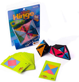 Ivan's Hinge by Fat Brain Toys is a mechanical puzzle set that includes a colorful hinged puzzle with various shapes. It comes with 56 challenge cards that display different formations to replicate. Perfect for ages 8 and up, this engaging toy promotes problem-solving and spatial reasoning skills while providing a fun hands-on experience.