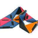 Ivan's Hinge is a colorful mechanical puzzle featuring interlocking geometric shapes in vibrant hues of blue, pink, orange, and black. The puzzle encourages creativity and problem-solving skills as users manipulate the pieces to create various forms and structures. Perfect for hands-on learning and tactile exploration.