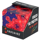 The Shashibo Fire Goddess is a vibrant mechanical puzzle featuring an eye-catching design of swirling red and blue patterns. The cube has smooth edges and a glossy finish, showcasing intricate artwork that invites users to unlock its mysteries. Included is the phrase 'Unlock the Mystery' and the artist's signature, enhancing its appeal.