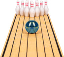Teeny Town Bowling USA game featuring a colorful bowling ball rolling towards a set of white bowling pins on a stylized bowling lane. The game combines fun and skill, perfect for family game nights.