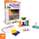 By the Book is a fun mechanical stacking puzzle by FoxMind designed for ages 8 and up. The colorful wooden pieces resemble books and include a playful black cat and flower pots, challenging players to arrange them according to various patterns and instructions while enhancing cognitive skills and creativity.