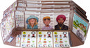 The Key Murder at the Oakdale game by HABA features a colorful setup with illustrated characters on police line-up boards, various clue cards, clocks, and an engaging mystery environment for players. The game includes components that highlight a whodunit theme, perfect for family fun and strategy sessions.