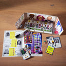 The Key Royal Star Casino game by Haba displayed on a wooden surface. The image features a colorful game board with illustrations of characters, gaming icons, scorecards, and tokens. A dry-erase marker is also included, suggesting an interactive element to the game.