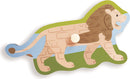 Lion-shaped puzzle piece with wooden knob