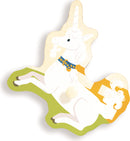 Unicorn-shaped puzzle piece with wooden knob