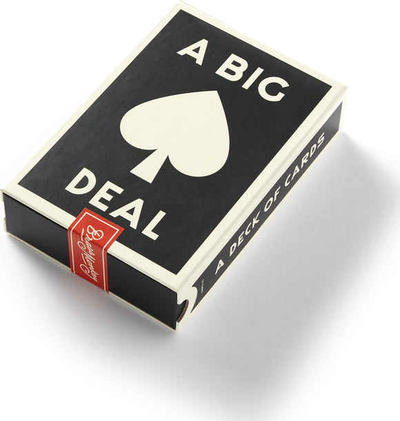 A Big Deal Giant Playing Cards box featuring a bold black background with white text and a large spade graphic. It showcases a fun, oversized deck designed for games and entertainment.