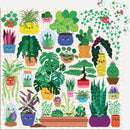 Happy Plants jigsaw puzzle featuring a colorful arrangement of cute, cartoon-style potted plants with smiling faces. The image showcases various types of greenery in different pots, including ferns, succulents, and cacti, all designed with vibrant colors and cheerful expressions, perfect for plant lovers and puzzle enthusiasts alike.