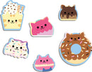 A colorful jigsaw puzzle featuring adorable cartoon cats with various dessert themes. The pieces include a cat in a cupcake, a donut-shaped cat, and other playful designs, ideal for cat lovers and puzzle enthusiasts.