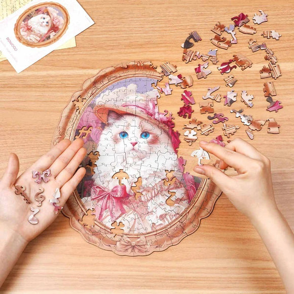 Rowood Springtime Kitty 200-Piece Wooden Jigsaw Puzzle