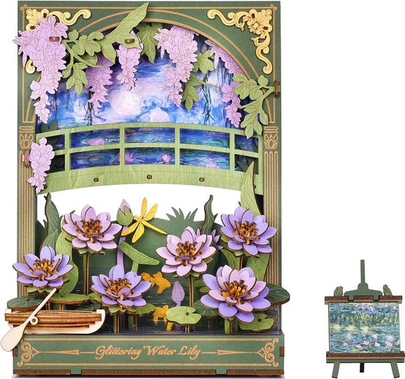 Glittering Water Lily Wall Art 3D Wooden Puzzle assembled
