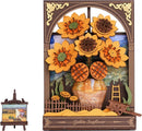 Golden Sunflower Wall Art 3D Wooden Puzzle assembled