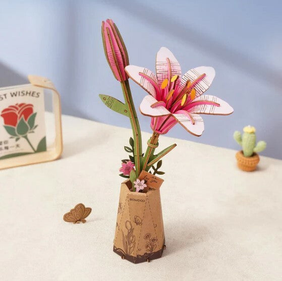 lily flower diy Robotime Pink Lily DIY Craft Kit