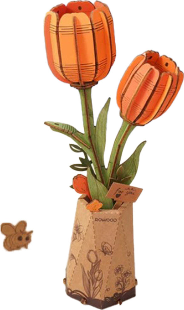 Orange Tulip - Wood Bloom Craft