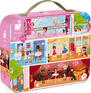 The Dance Academy 100-piece jigsaw puzzle by Juratoys features colorful scenes of dance lessons and performances. The puzzle is designed in a vibrant, playful style, showcasing various dance activities such as ballet and group classes. The packaging includes a convenient carrying handle, making it easy for children to transport. Ideal for children aged 6 and above, it fosters creativity and fine motor skills.