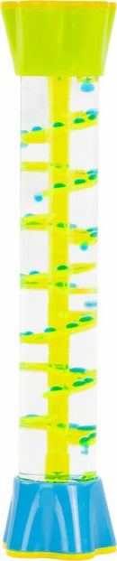 A vibrant 8-inch liquid timer by Keycraft featuring a clear tube filled with colorful liquid and floating bubbles. The timer has a bright green top and a blue base, designed to create a calming visual effect as the bubbles rise and fall. Perfect for relaxation, sensory play, or as a decorative item.