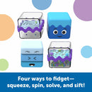 Colorful Cool Down Cubes Sensory Fidget from Learning Resources. These sensory cubes promote relaxation and focus, featuring various textures and activities like squeezing, spinning, and solving puzzles. Ideal for both children and adults seeking sensory stimulation.