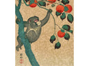 Japanese print of a monkey in a persimmon tree