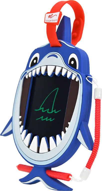 The Sketch Pals Clark the Shark is a fun and engaging DIY drawing tablet designed for kids. It features a vibrant blue color and a playful shark face, complete with sharp teeth and an easy-to-hold design. The electronic drawing pad allows children to create and erase drawings with ease, promoting creativity and exploration. Perfect for travel or indoor use, it includes a handy strap for portability.