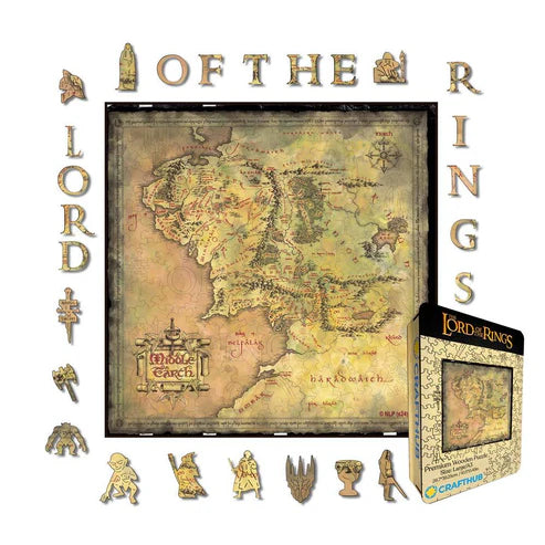 map of middle earth wood puzzle