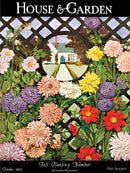 The Floral Trellis jigsaw puzzle by New York Puzzle Company features a vibrant illustration of an array of colorful flowers against a trellis background, inspired by vintage garden aesthetics. The puzzle showcases rich hues of pink, yellow, red, and purple flowers, creating a warm, inviting scene that captures the beauty of an October garden.