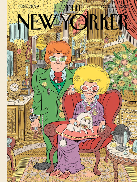 QUIET LUXURY jigsaw puzzle featuring two elegantly dressed characters in a lavish, opulent setting. The scene is filled with intricate details showcasing luxurious decor, including ornate furniture and rich textures. Ideal for puzzle enthusiasts and fans of stylish imagery.