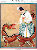 A whimsical jigsaw puzzle featuring a playful scene of a woman interacting with a colorful, mythical pet dragon. The dragon has vibrant scales, a friendly expression, and is playfully reaching out with its tongue. The woman's attire is bright and eclectic, enhancing the enchanting atmosphere of the illustration. Perfect for puzzle lovers who enjoy fantasy themes.