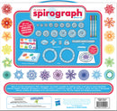 Original Spirograph Deluxe Set by Kahootz featuring various colorful design wheels, rings, three design pens, and a design guide. The packaging showcases intricate designs created with the spirograph tools, making it ideal for artists of all ages.