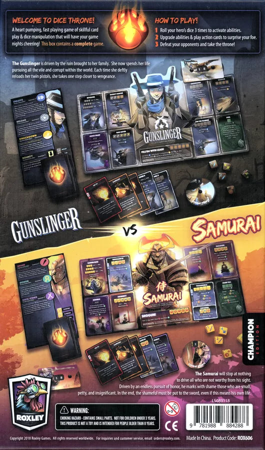 Dice Throne Gunslinger vs Samurai Back of Box