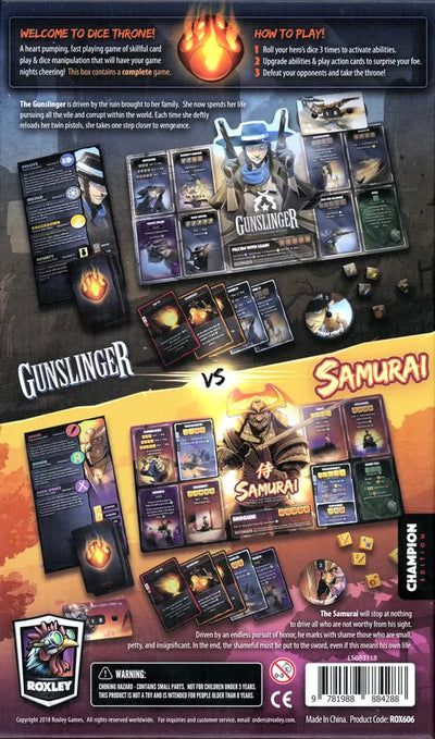 Dice Throne Gunslinger vs Samurai Back of Box