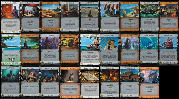 Some of the featured cards in Dominion: Seaside.