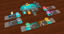 Setup for We're Sinking! Player cards and tokens laid out on a table