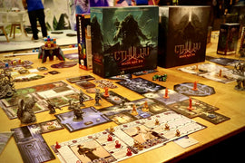A set up board for Cthulu: Death May Die