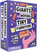 Box of 'Giants Moving Tiny Furniture' game with colorful design and text.