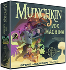 Board game box for 'Munchkin Vox Machina' by Steve Jackson Games with colorful artwork on a dark background.
