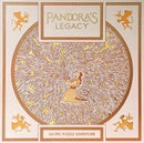 Cover of 'Pandora's Legacy' with a woman and winged creatures, featuring decorative elements.