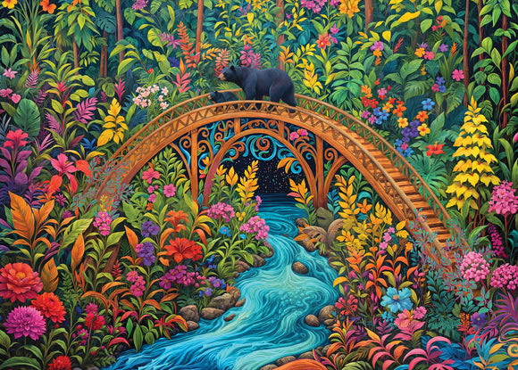 Bear Bridge 1000-Piece Jigsaw Puzzle (gold foil highlights)